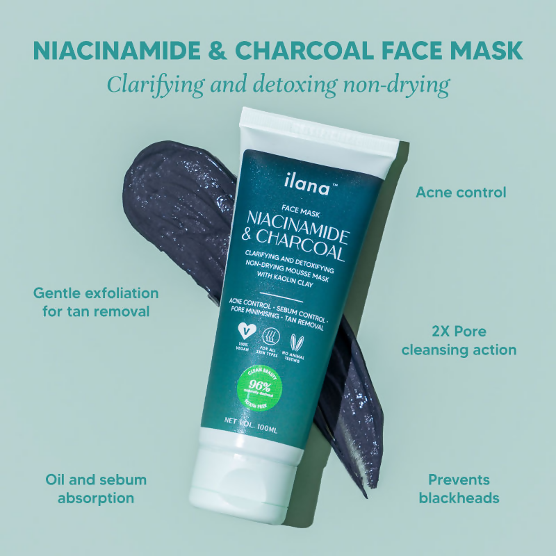 Ilana Niacinamide And Charcoal Face Mask With Kaolin Clay