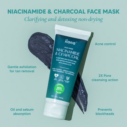 Ilana Niacinamide And Charcoal Face Mask With Kaolin Clay