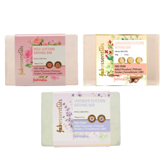 Buy Fabessentials Assorted Glycerin Bathing Bars Combo - Rose, Sandalwood & Lavender from DrMediCart, Ship from India to USA