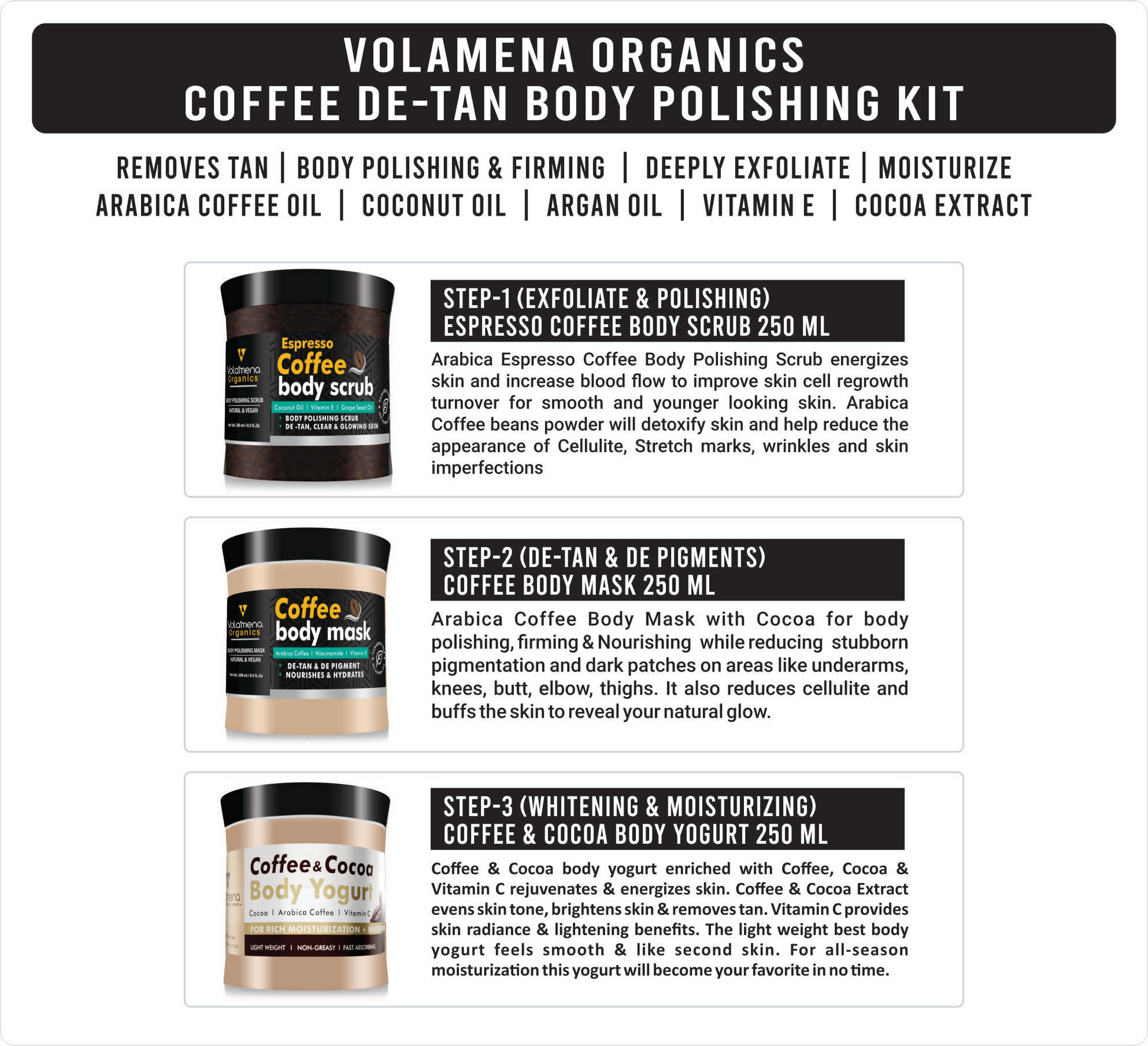 Volamena Organics Coffee De-Tan Body Polishing Kit