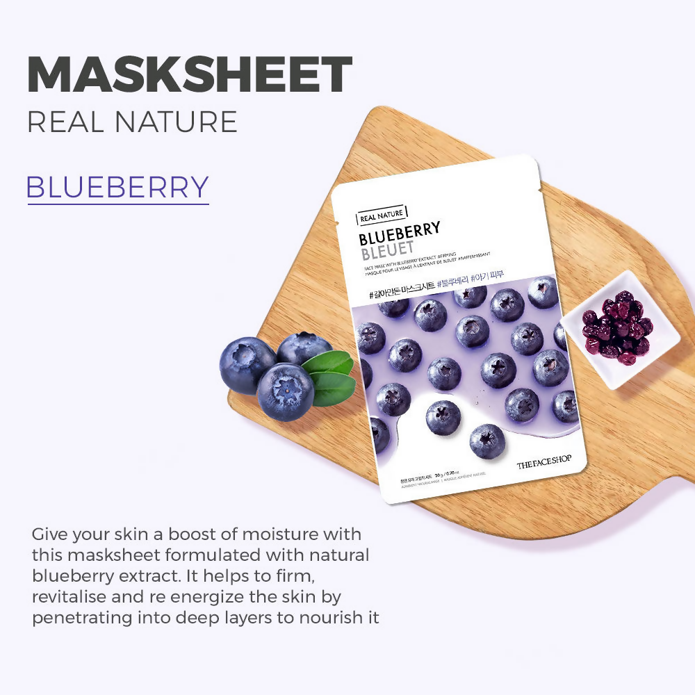 The Face Shop Real Nature Blueberry Face Mask - Korean Skincare