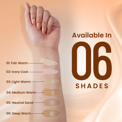 Swiss Beauty Matte Maxx Cover Foundation with Hyaluronic Acid & Vitamin E - 6 Deep Warm