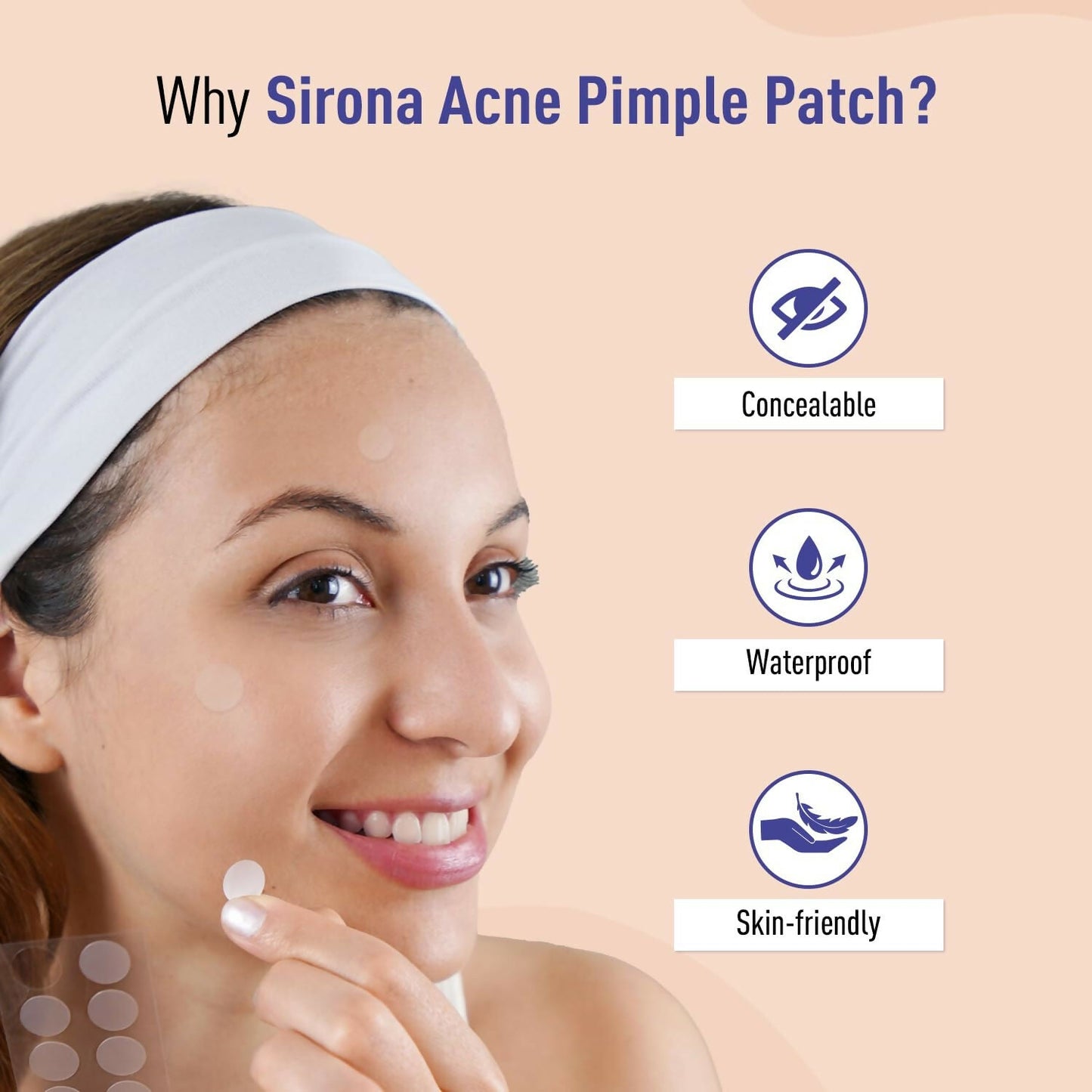 Sirona Anti Acne Pimple Patches For Face with 0.5% Salicylic Acid Invisible Facial Stickers Cover