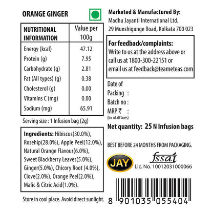 Teame Orange Ginger Rejuvenate Tea Bags