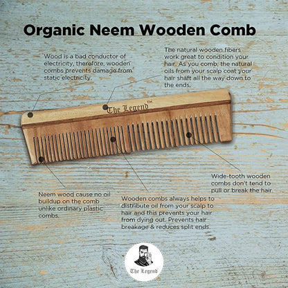 The Legend Organic Pure Neem Wood Comb
