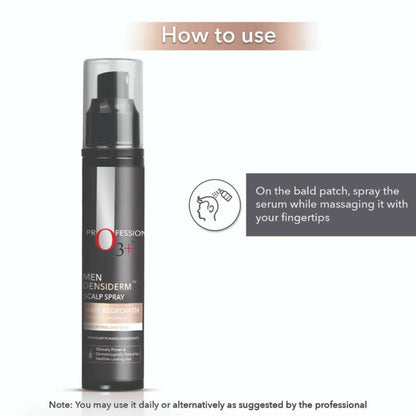 Professional O3+ Men Densiderm Hair Growth Scalp Serum Spray For Anti Hair Loss With Ginseng