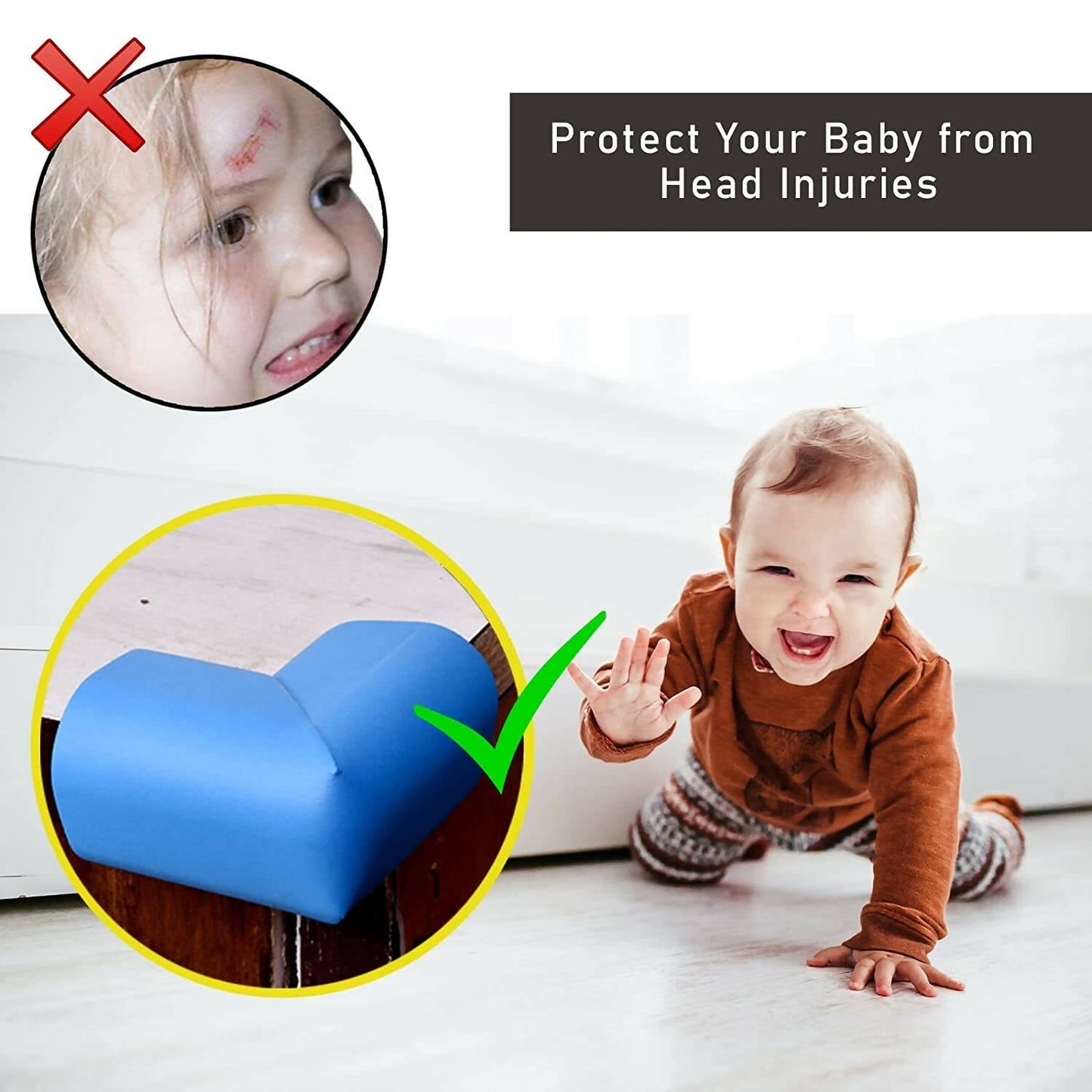 Safe-O-Kid Corner Guards Cushions L Shaped, Small, Blue For Kids Protection