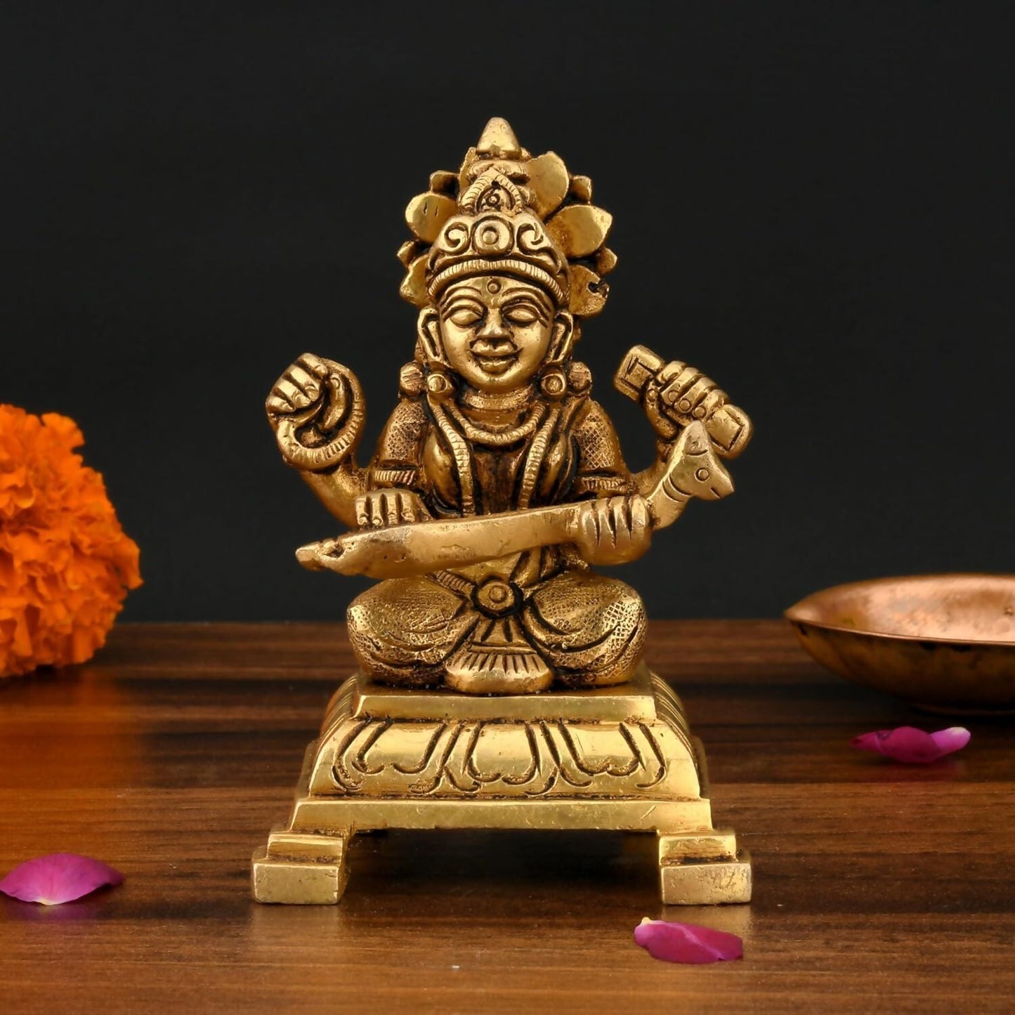 Buy ShreeYaash Brass Goddess Saraswati Idol