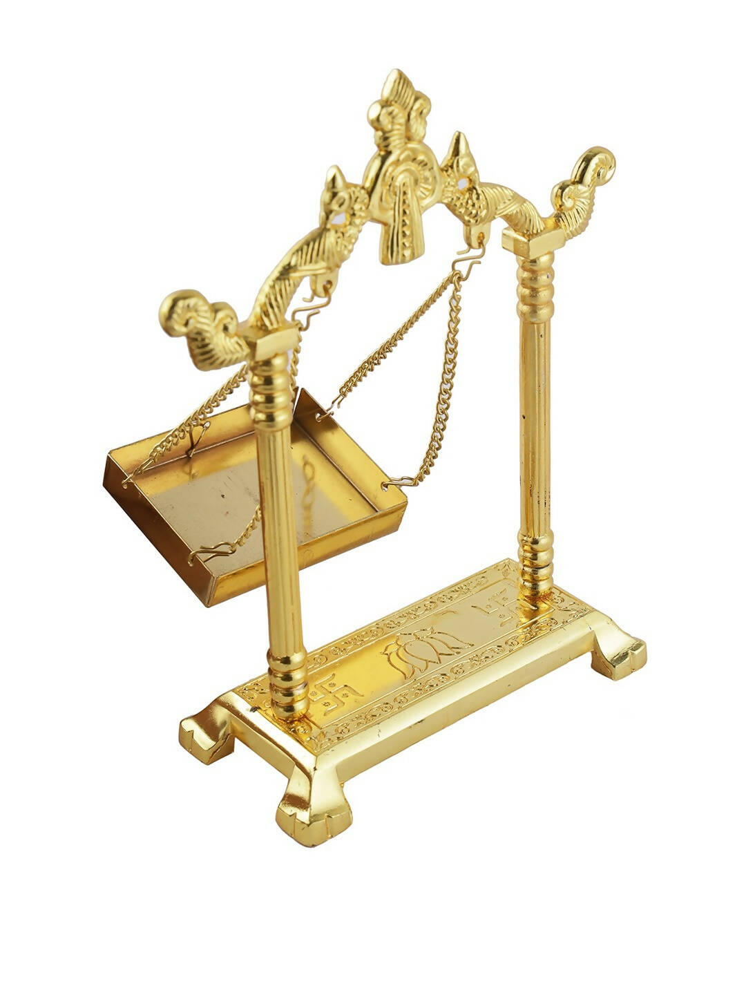 CraftVatika Gold-Toned Aluminium Laddu Gopal Lord Jhula Mandir