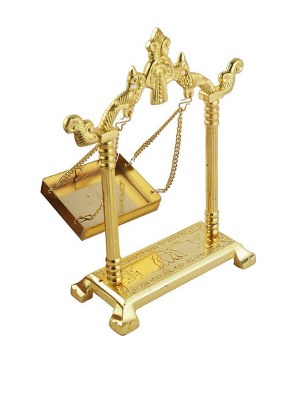 CraftVatika Gold-Toned Aluminium Laddu Gopal Lord Jhula Mandir