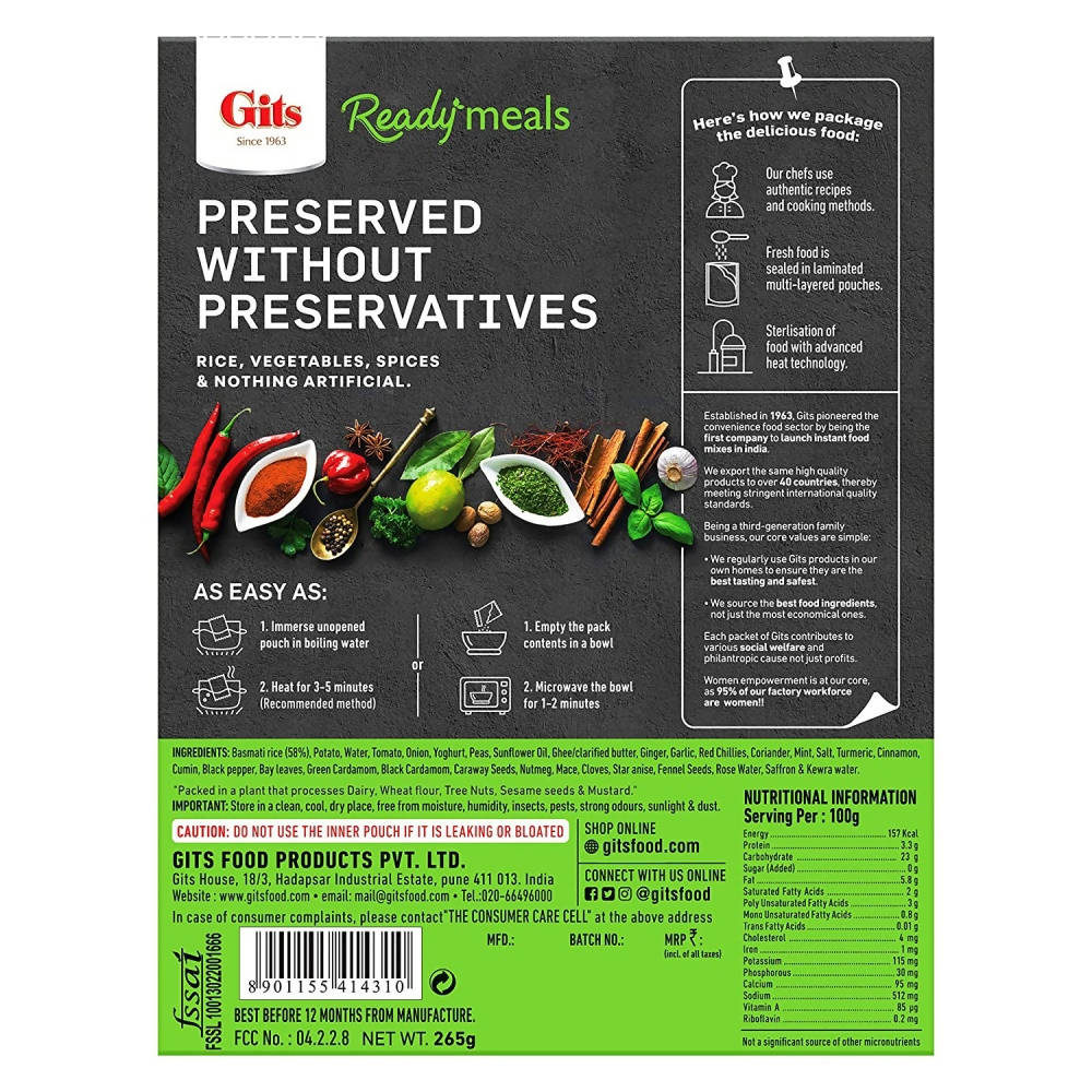 Gits Ready Meals Heat & Eat Veg Biryani