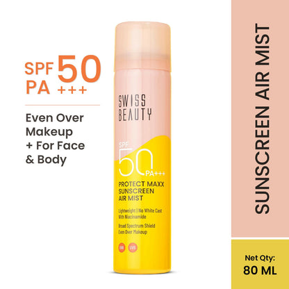 Swiss Beauty Protect Maxx Sunscreen Air Mist With SPF 50 PA+++