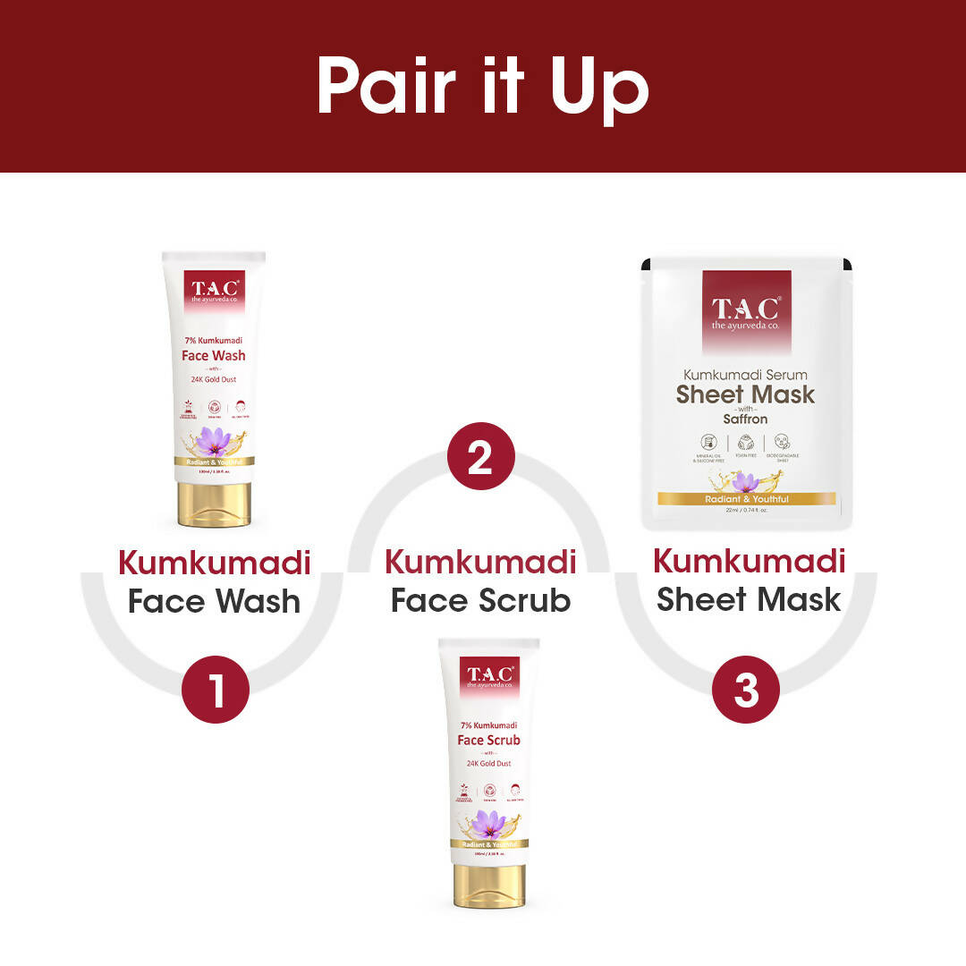 TAC - The Ayurveda Co. Kumkumadi Serum Sheet Mask | with Saffron | for Nourished & Moisturized Skin - DrMediCart