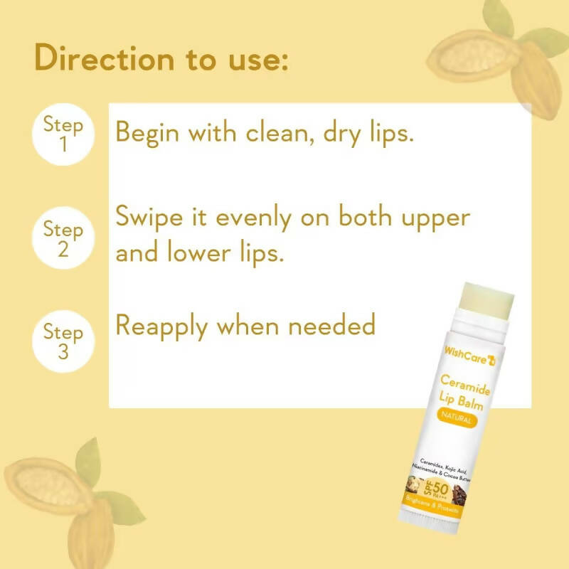 Wishcare Ceramide Lip Balm with SPF50 PA+++ - Natural - Drmedicart