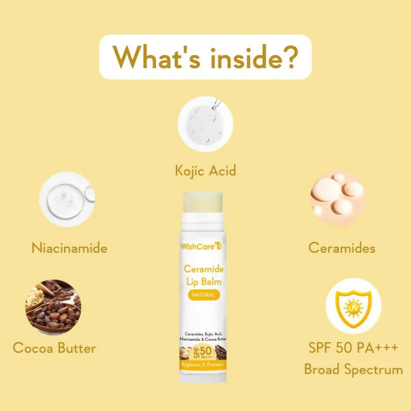 Wishcare Ceramide Lip Balm with SPF50 PA+++ - Natural - Drmedicart