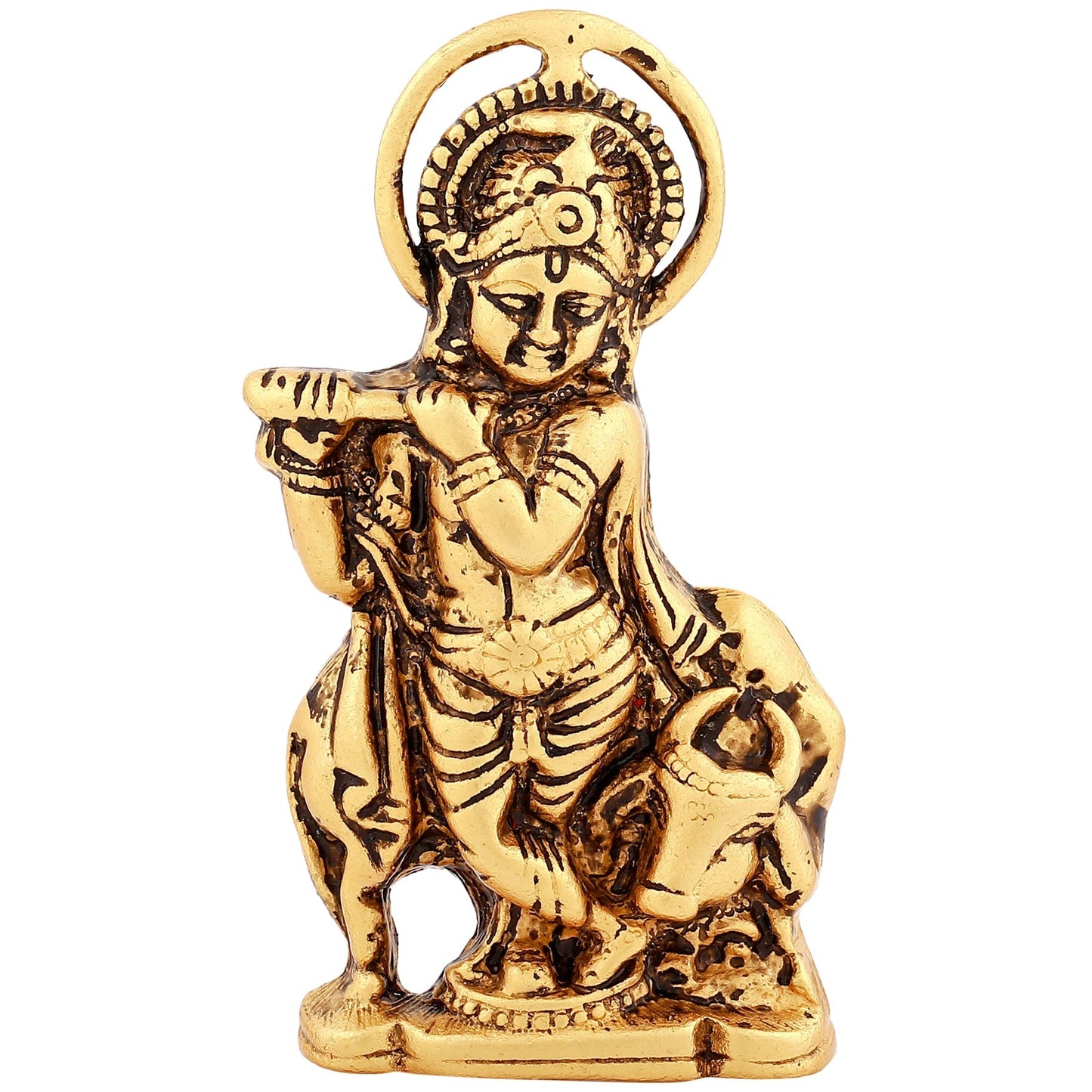 Estele Gold -Polished Spiritual Lord Krishna Idol for Home/Car Decor