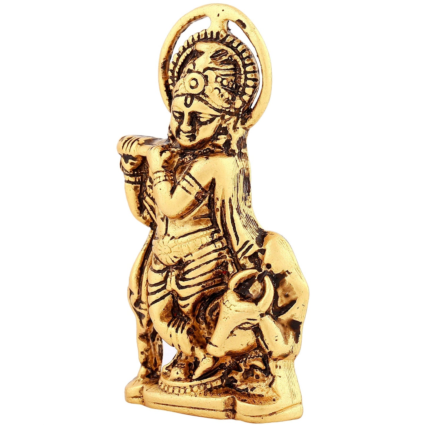 Estele Gold -Polished Spiritual Lord Krishna Idol for Home/Car Decor