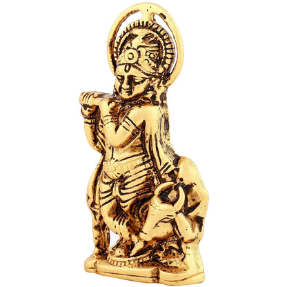 Estele Gold -Polished Spiritual Lord Krishna Idol for Home/Car Decor