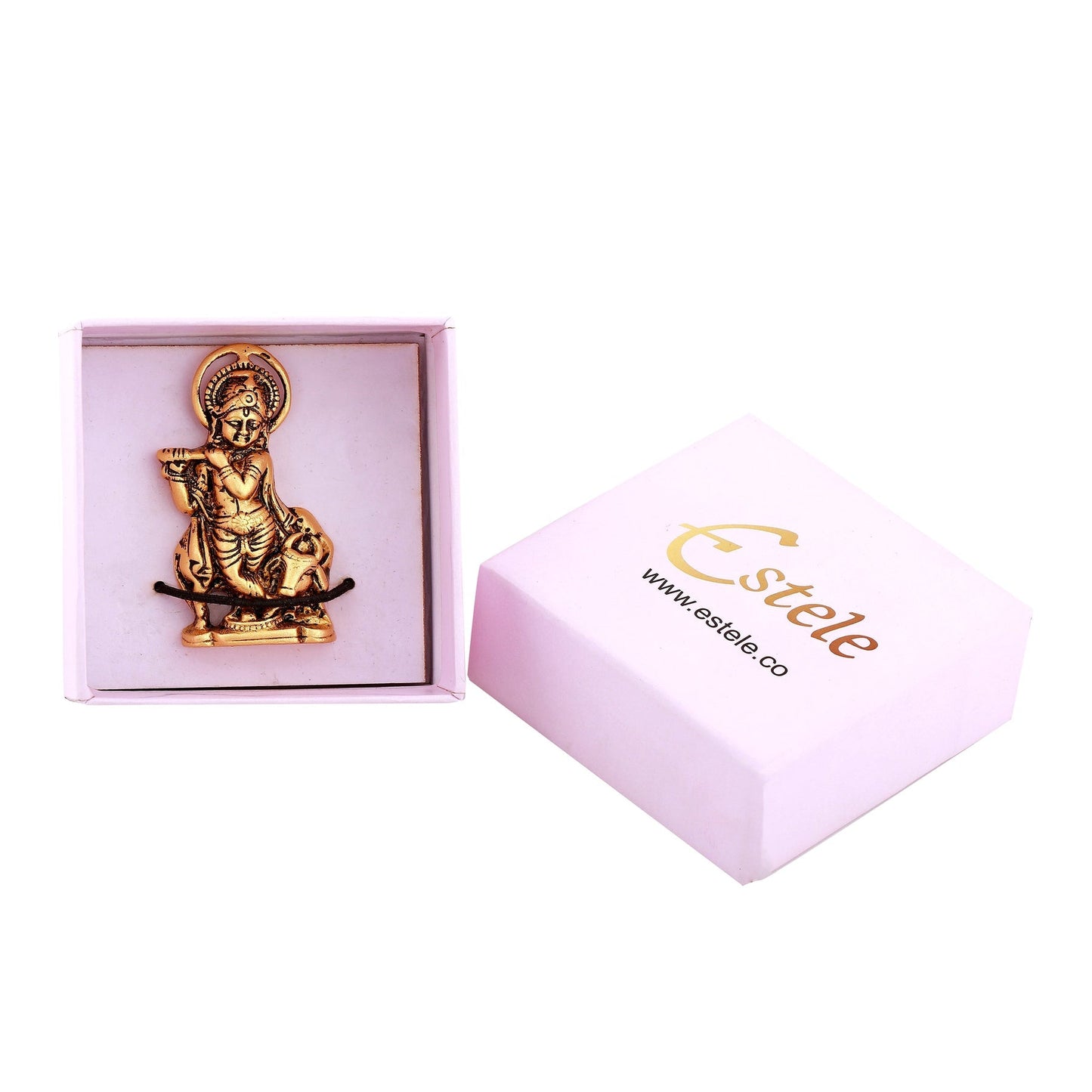 Estele Gold -Polished Spiritual Lord Krishna Idol for Home/Car Decor