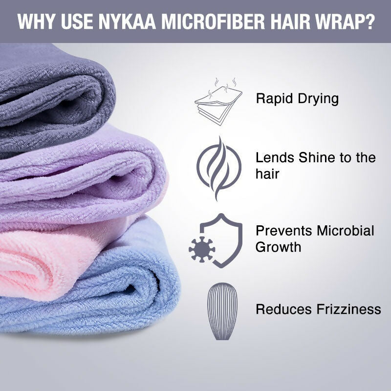 Nykaa Naturals Microfiber Hair Wrap for Frizz Free & Shiny Hair - Grey