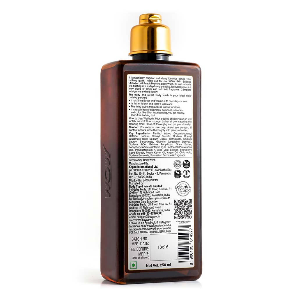 Wow Skin Science Strawberry & Peach Foaming Body Wash - Drmedicart