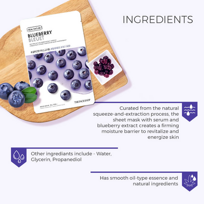 The Face Shop Real Nature Blueberry Face Mask - Korean Skincare