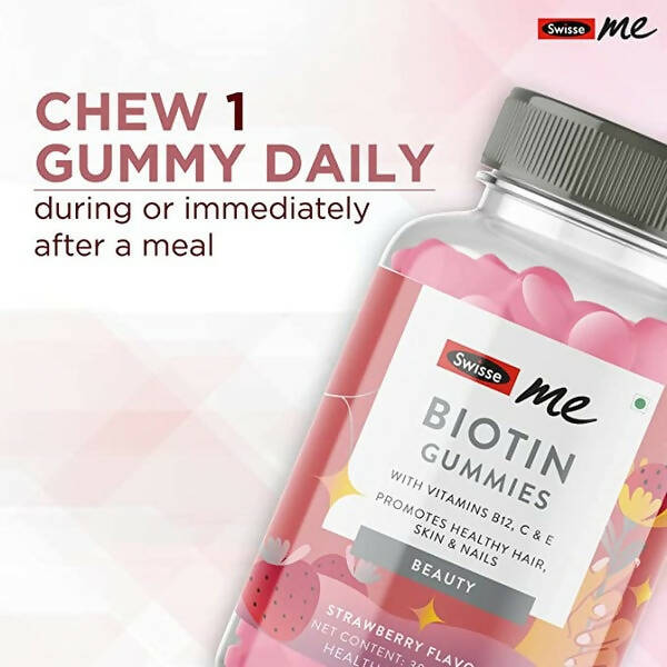 Swisseme Biotin Gummies With Vitamin B12, C & E For Healthy Hair & Nails - DrMediCart