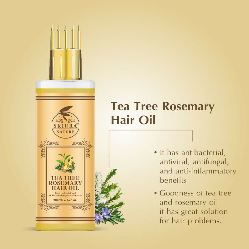 Skiura Nature Tea Tree Rosemary Hair Oil For Strong Healthy Hair And Dandruff Free