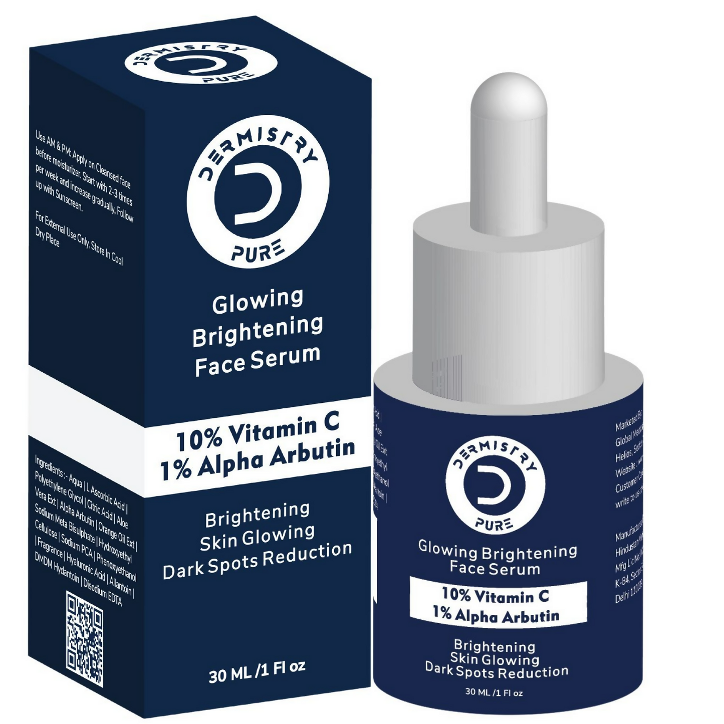 Dermistry 10% Vitamin C 1% Alpha Arbutin Dull Skin Brightening Lightening Fairness Glow Face Serum