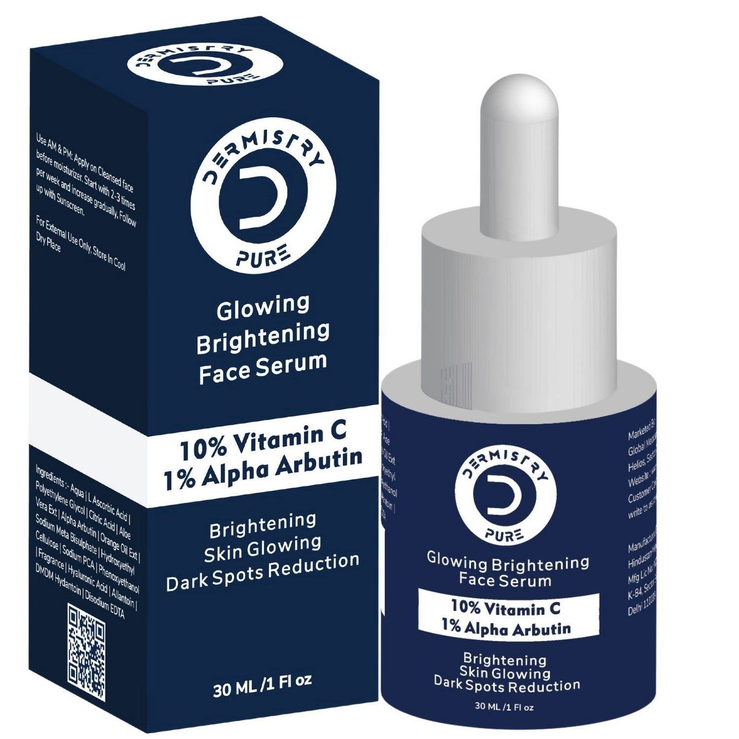 Dermistry 10% Vitamin C 1% Alpha Arbutin Dull Skin Brightening Lightening Fairness Glow Face Serum