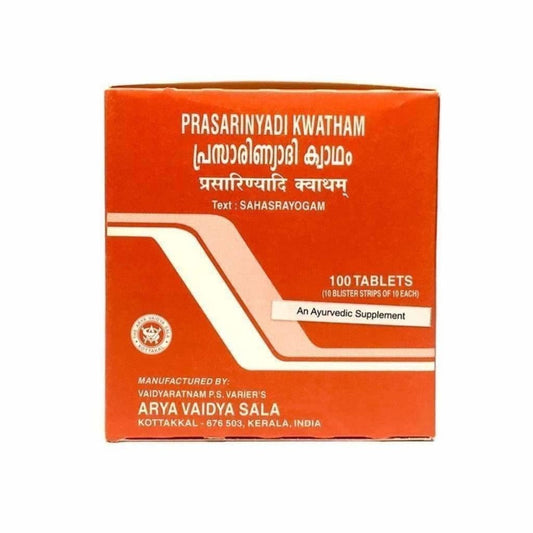 Buy Kottakkal Arya Vaidyasala - Prasaranyadi Kwatham (10 strips each 10 Tablet) from DrMediCart, Ship from India to USA
