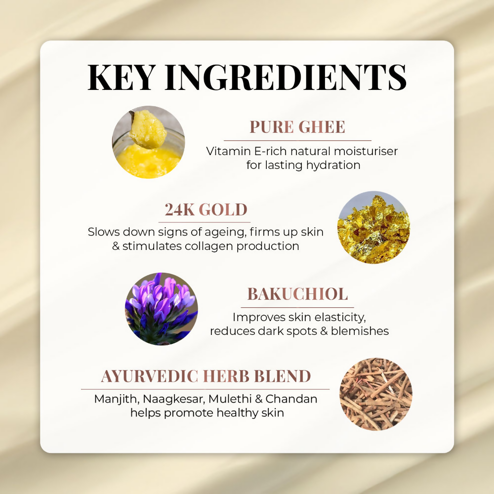 Just Herbs Pure Ghee & 24K Gold Deep Nourishing Souffle Cream