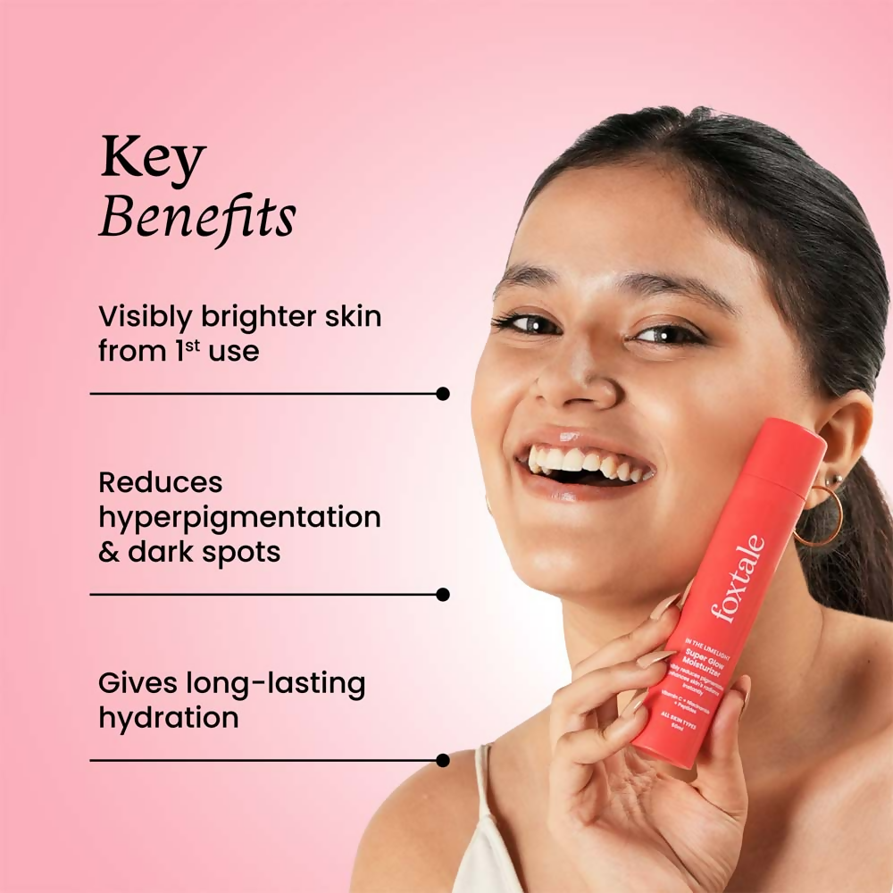 Foxtale Vitamin-C Super Glow Moisturiser With Niacinamide & Peptides For Glowing Skin