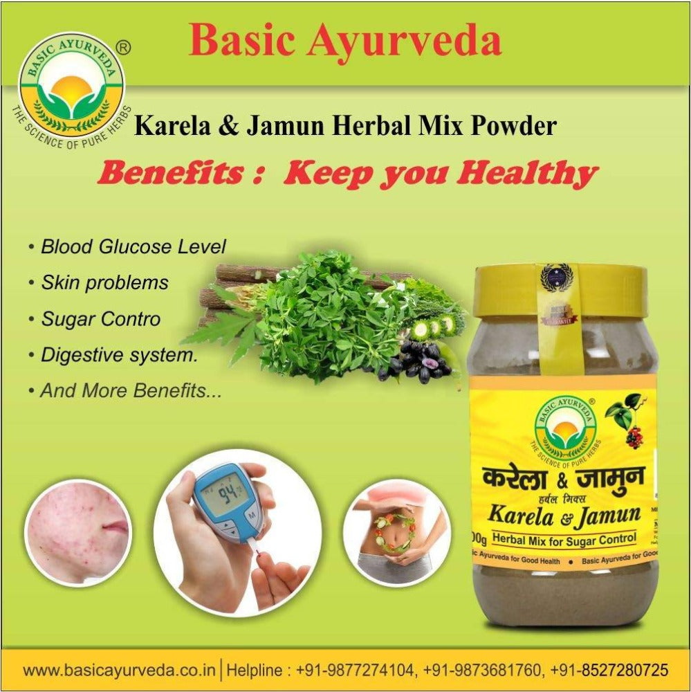 Basic Ayurveda Karela & Jamun Herbal Mix For Sugar Control