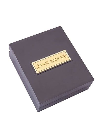 Golden Peacock Brown & 24 Ct Gold Foil Laxmi Ji Pooja Box