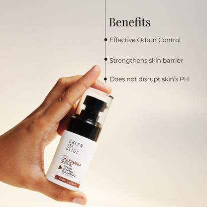 Green And Beige Rectifio Underarm Serum For Odour Control & Brightening - Peony Litchi Scented