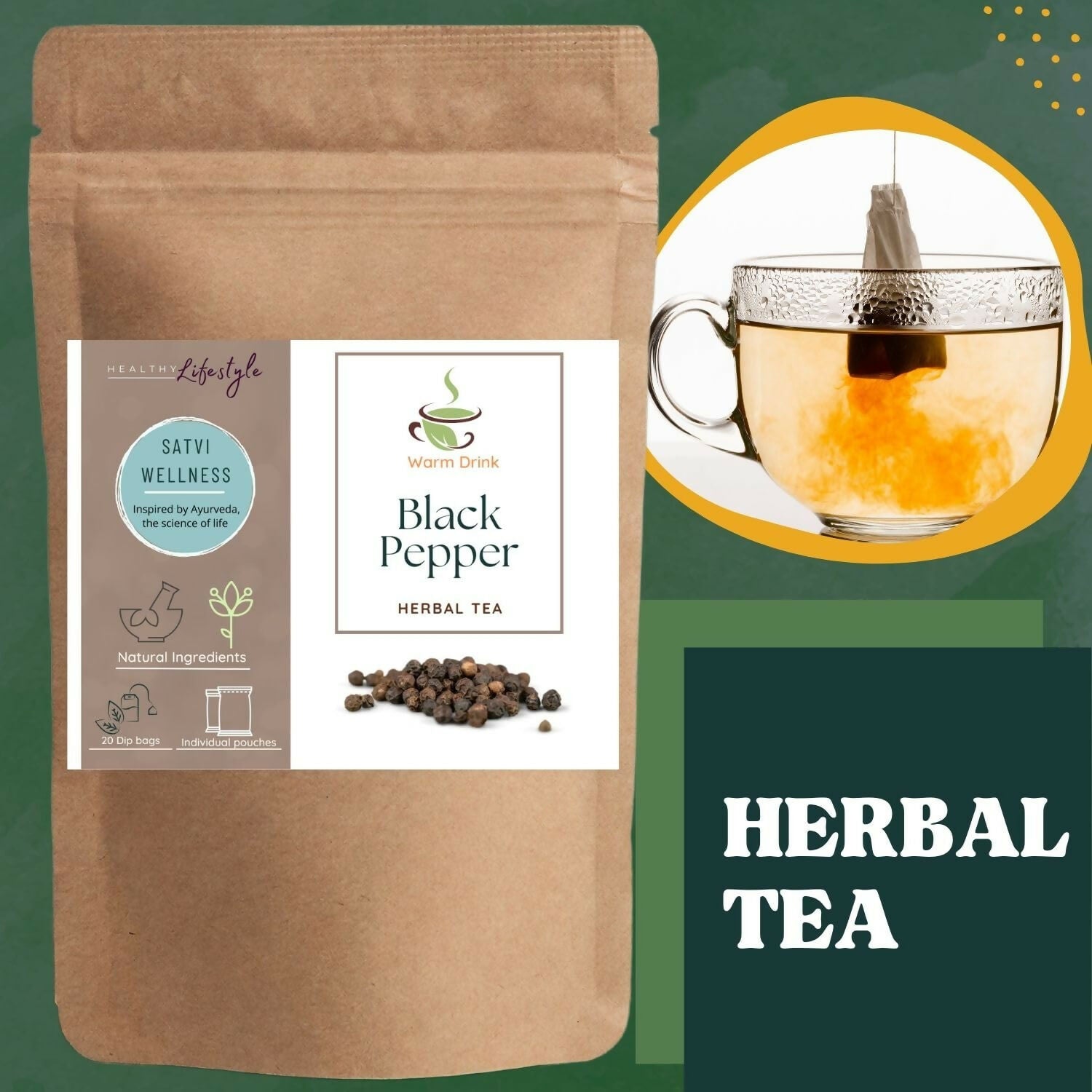 Satvi Wellness Black Pepper Tea Bags