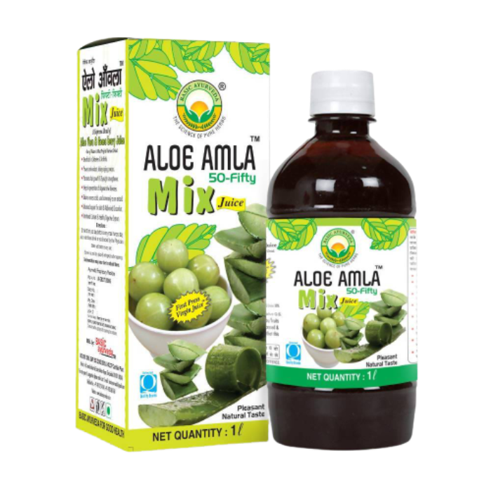 Buy Basic Ayurveda Aloe Amla 50-Fifty Mix Juice from DrMediCart, Ship from India to USA