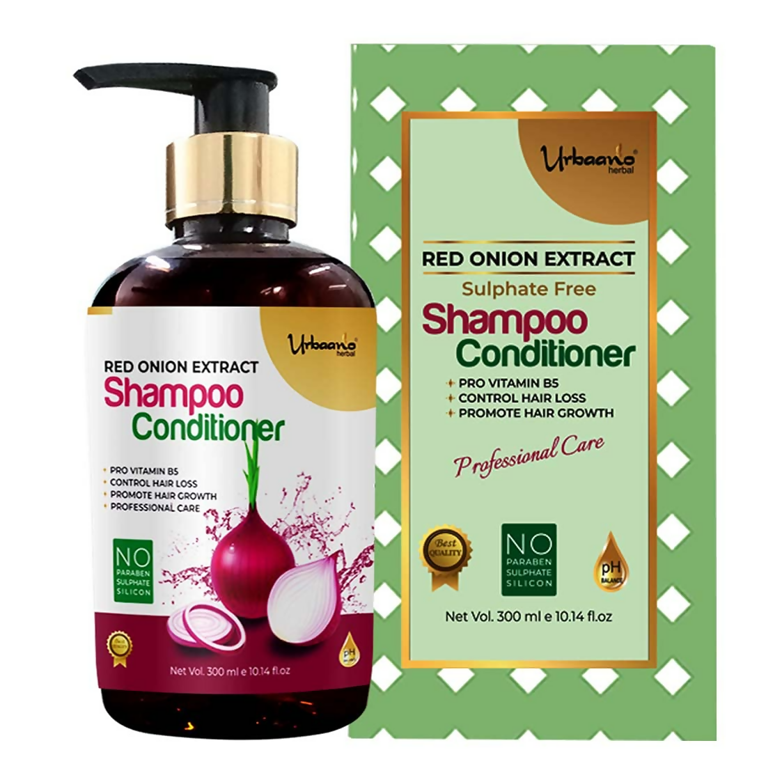 Urbaano Herbal Onion Oil + Shampoo & Conditioner Hair Care Set