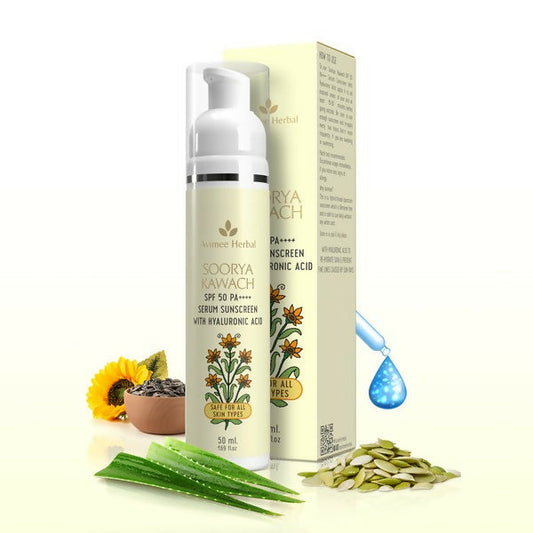 Buy Avimee Herbal Soorya Kawach SPF 50 PA++++ Hyaluronic Acid Serum Sunscreen from DrMediCart, Ship from India to USA