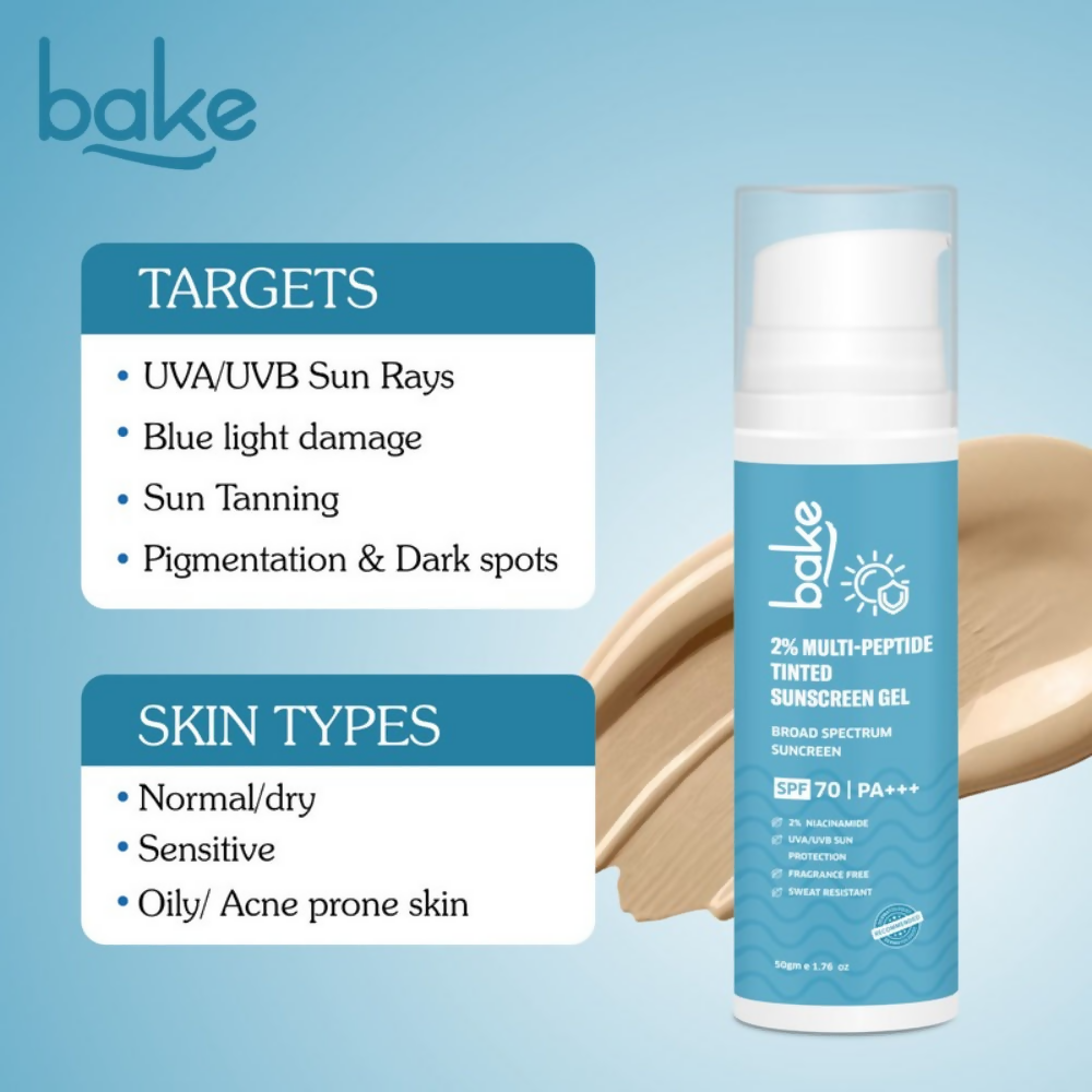 Bake 2% Multi Peptide Tinted Sunscreen Gel SPF 70 PA+++