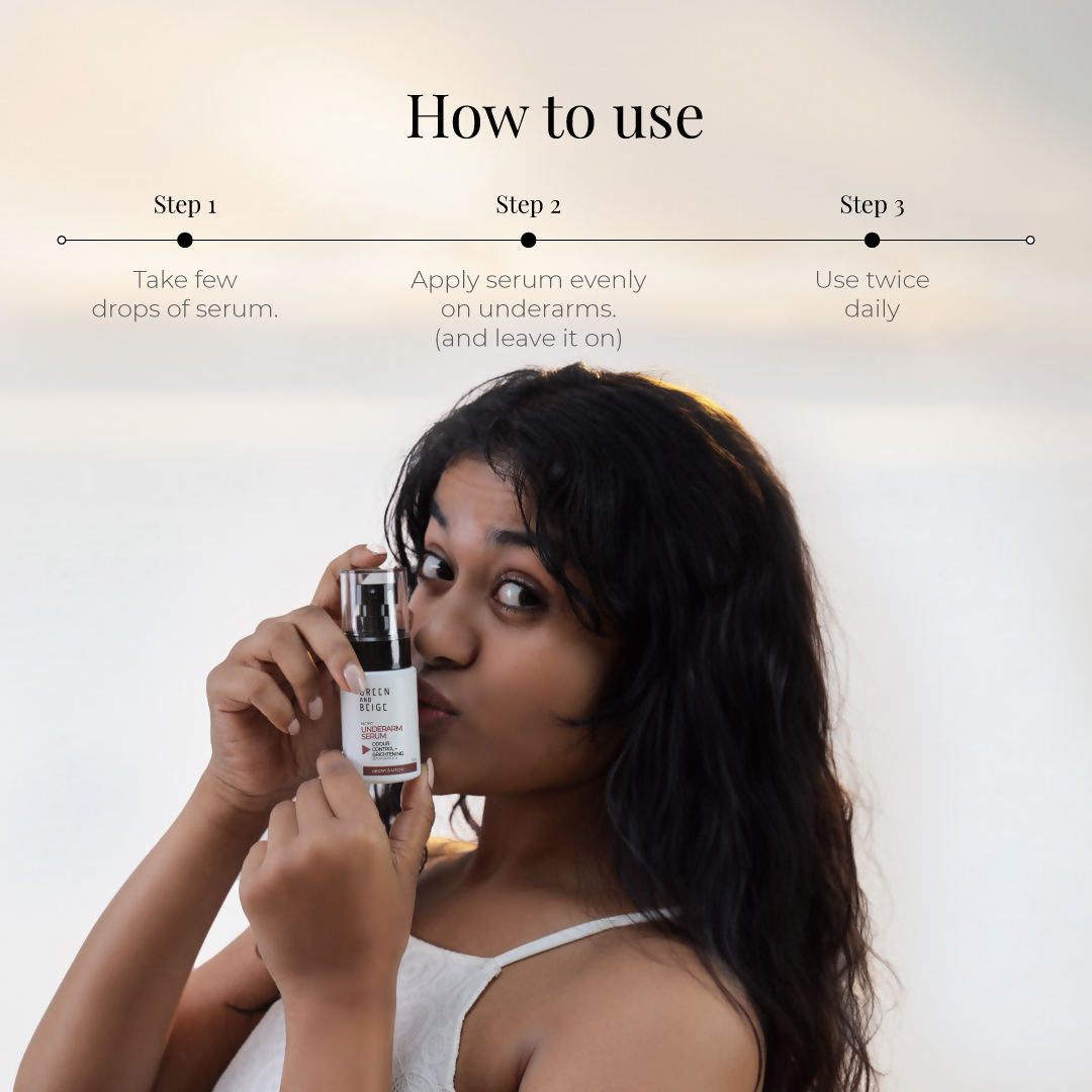 Green And Beige Rectifio Underarm Serum For Odour Control & Brightening - Peony Litchi Scented