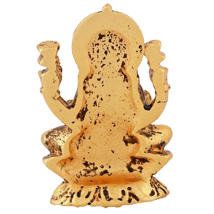 Estele Gold -Polished goddess of wealth Laxmi Devi on lotus Idol for Home/Car decor