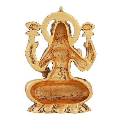 Estele Gold-Polished goddess of wealth Laxmi Devi on lotus Idol for Pooja/Car decor