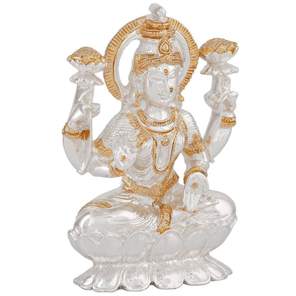 Estele Gold-Polished goddess of wealth Laxmi Devi on lotus Idol for Home/Car decor