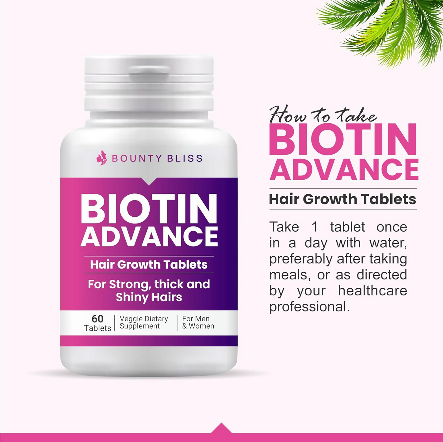 Bounty Bliss Biotin Advance Hair Growth Tablets Beauty & Hair Growth Gummies