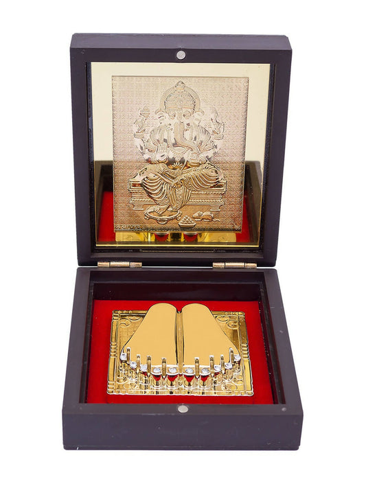 Golden Peacock 24-Ct Gold-Toned Gold Foil Ganesh Pooja Box