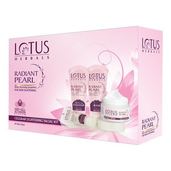 Buy Lotus Herbals Radiant Pearl Cellular Lightening Facial Kit (170g) from DrMediCart, Ship from India to USA