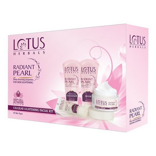 Buy Lotus Herbals Radiant Pearl Cellular Lightening Facial Kit (170g) from DrMediCart, Ship from India to USA