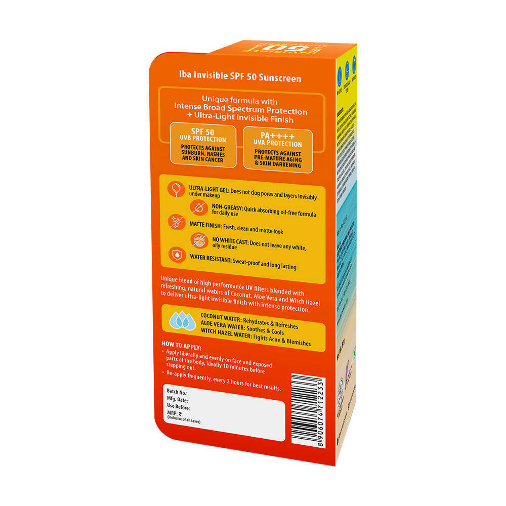 Iba Invisible SPF 50 Pa++++ Sunscreen For All Skin Types Gel Based Oil Free Matte